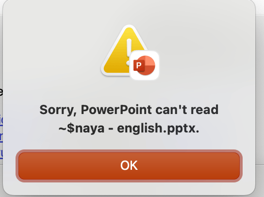 powerpoint for mac slides have problem. the error message is 