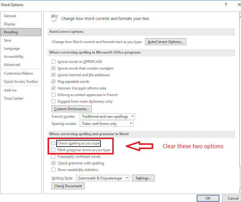 I don't want to use the built-in Editor in Word - Microsoft Q&A
