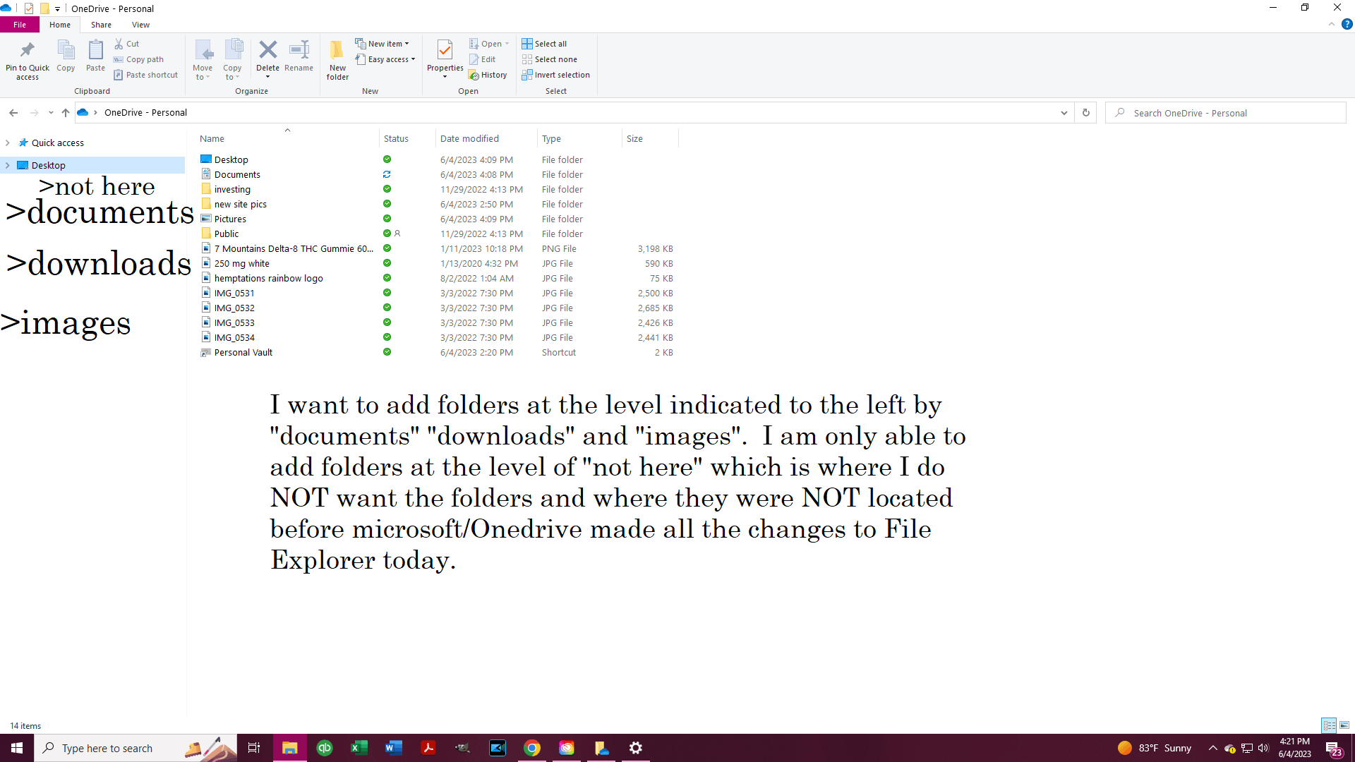 I want to add a new folder at the same level as 