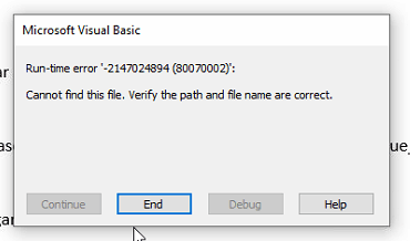 Mail Merge with Attachments Error: -2147024894 (80070002