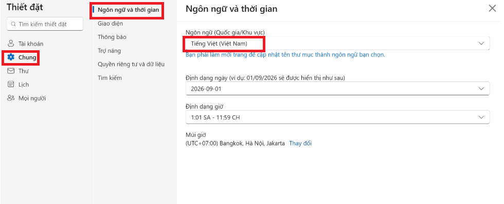 Outlook frame language has mysteriously changed to Indonesian ...