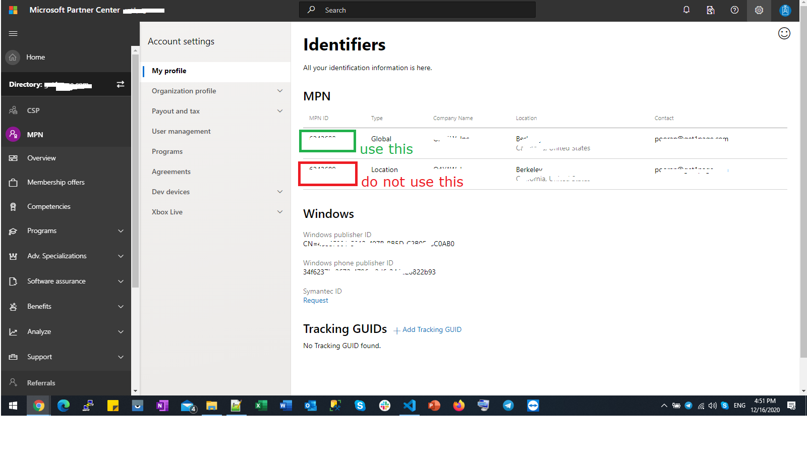 Error when adding MPN ID to app registration - Microsoft Q&A