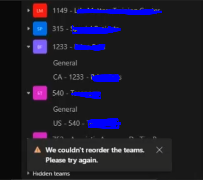 We can't re order teams in the teams application - Microsoft Q&A