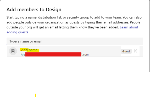Not able to update the display Name of guest in teams channel ...