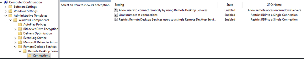 Remote desktop connection limitation to one session only 