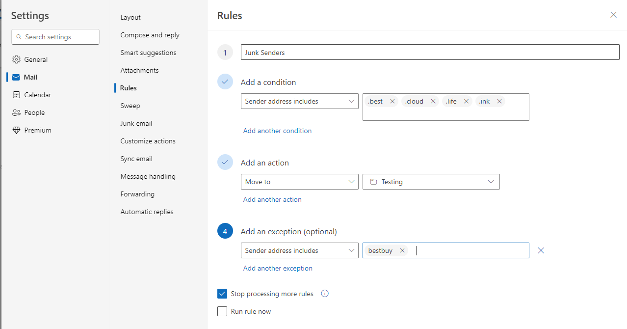 How to block emails with a .best extension