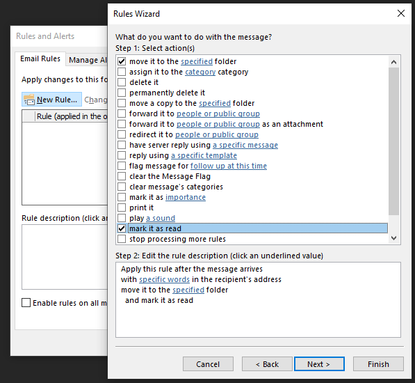 E-Mail Rule That Will Filter Calendar Notifications Based on Required ...