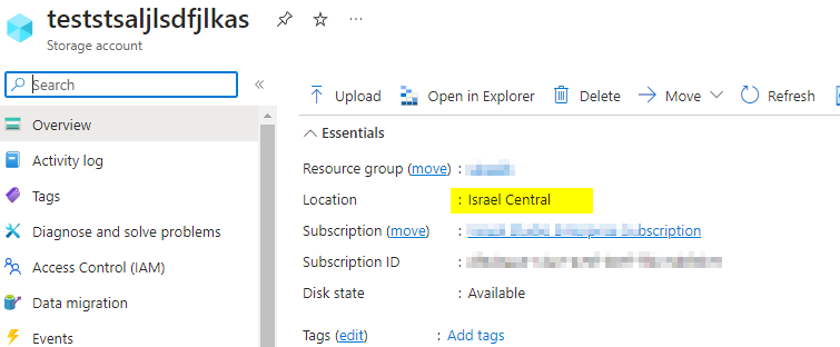 Unable to create Azure storage account in Israel - Microsoft Q&A