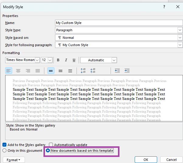 How to make an a style appear at every document newly created ...