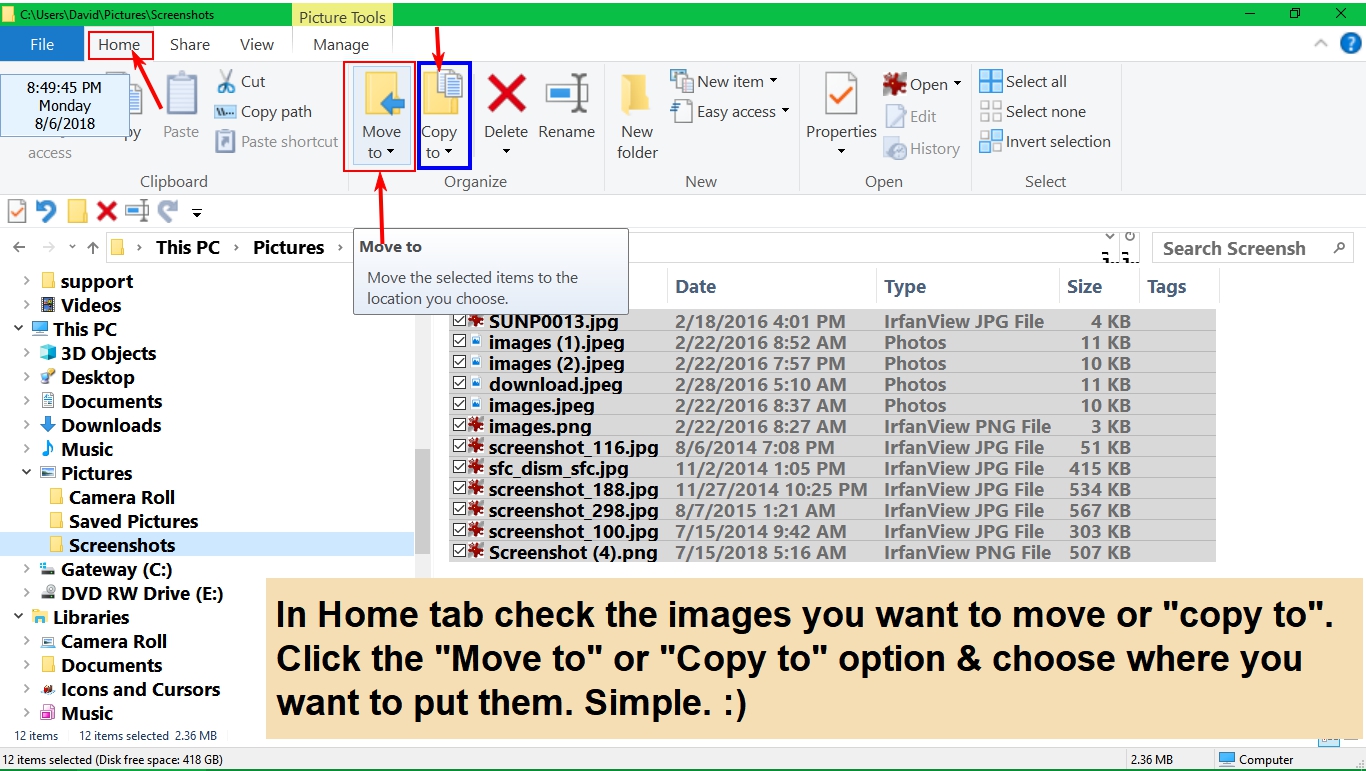 How to move photos from one file to another - Microsoft Q&A