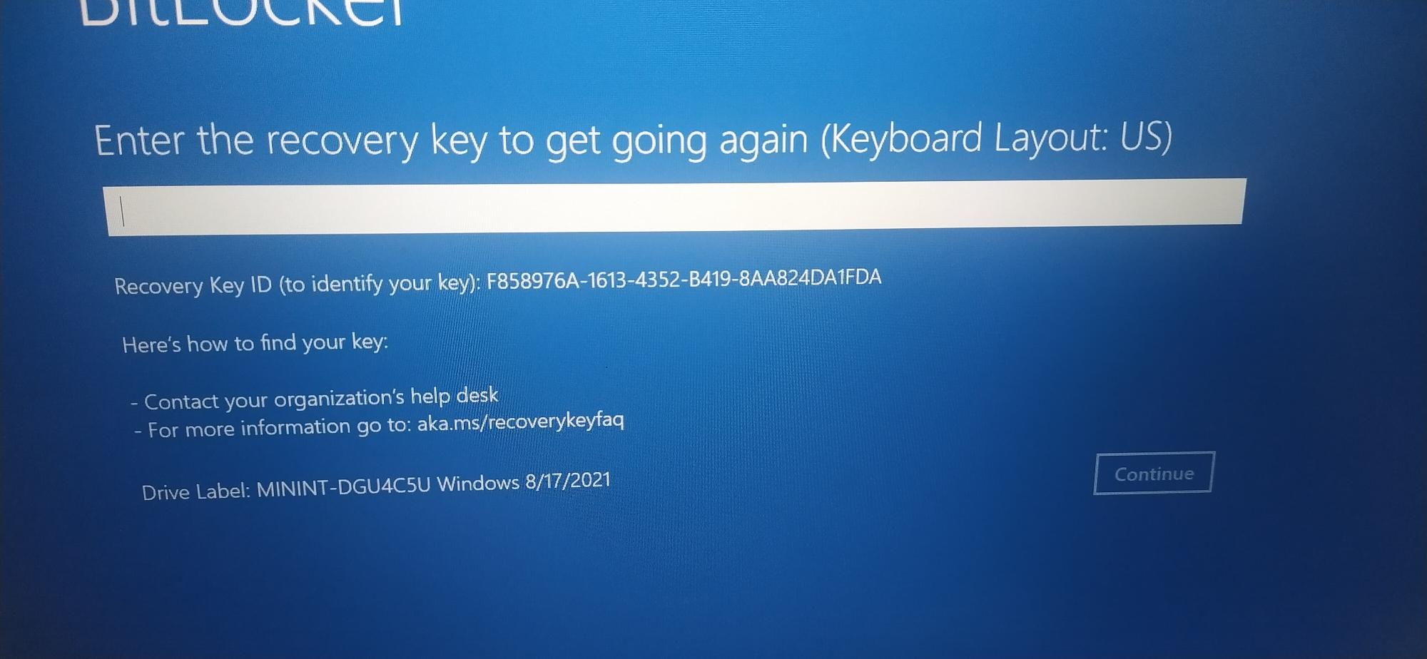 Bitlocker recovery key Microsoft Q&A