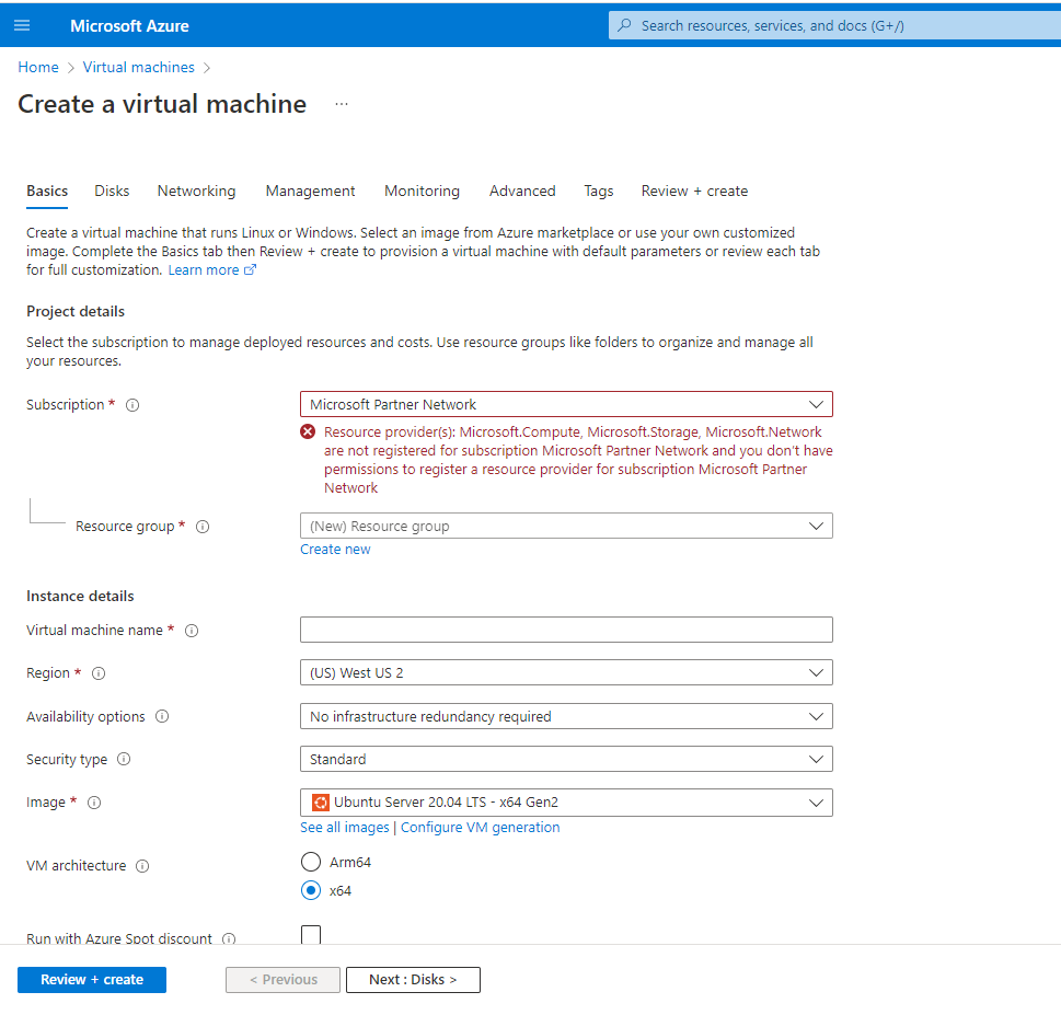 How to create a small VM with microsoft partner network subscription ...