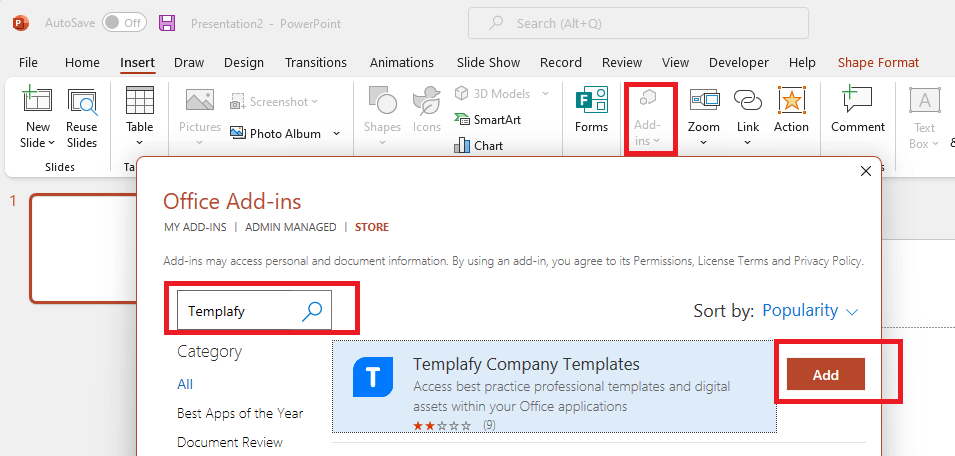 How re -add a coms addin once removed from power point [Templafy -addin ...