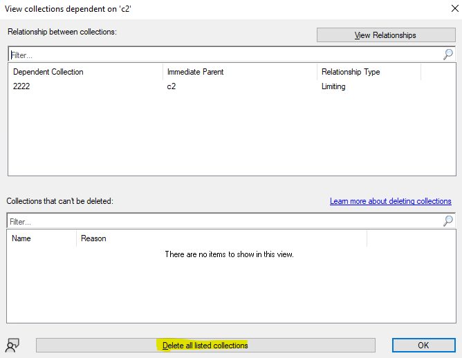 Bulk deletion of SCCM referring collections - Microsoft Q&A