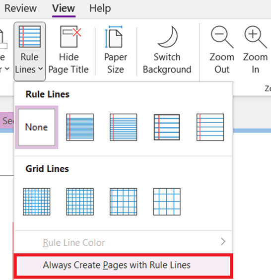 Rule lines option being ignored in OneNote - Microsoft Q&A