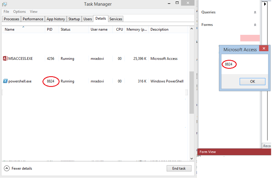 PowerShell in Access VBA get info from PowerShell into Access variable ...