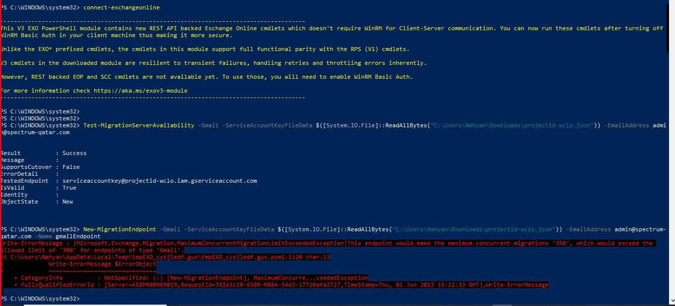 Spectrum migration error