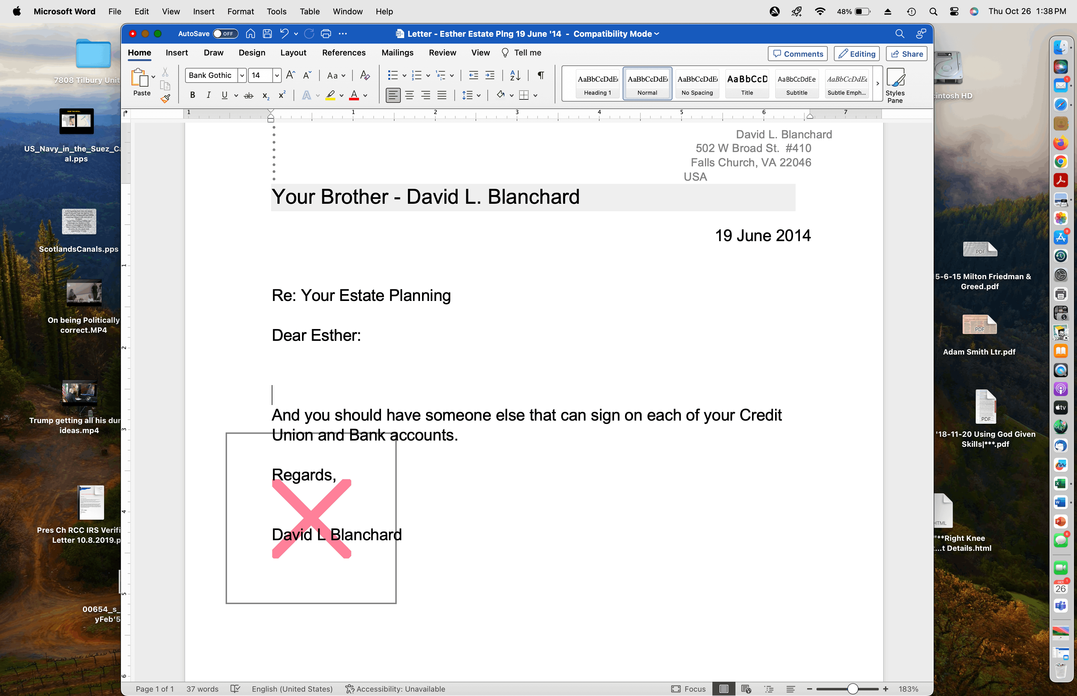 When I open an older Word Doc it has a huge RED X on it. How can I get ...