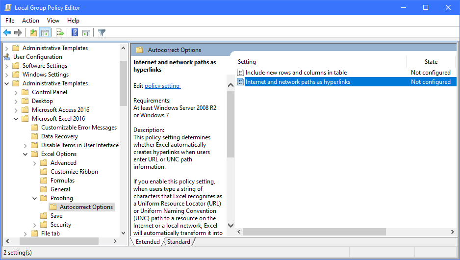 Stop auto creating hyperlinks via group policy or script - Microsoft Q&A