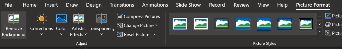screenshot of ribbon