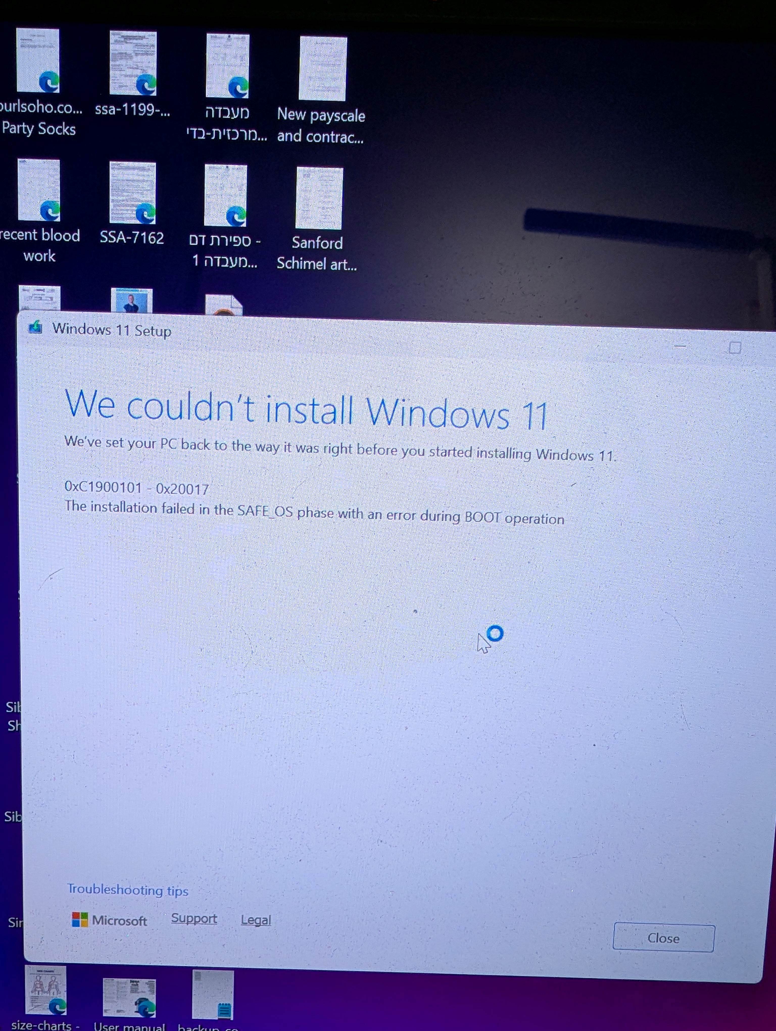 can't install windows 