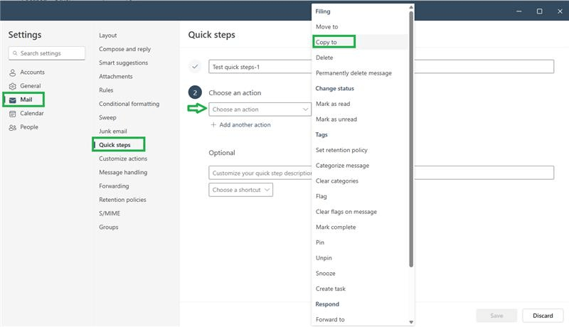 Quick Step New Email To missing - Microsoft Q&A