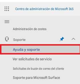 Centro de administración de Microsoft 365Administración de costosSoporteAyuda y soporteVer solicitudes de servicioSolicitudes de buzón de correo del clienteSoporte para Microsoft Surface