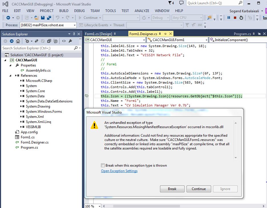 solution for An unhandled exception of type 'System.Resources ...