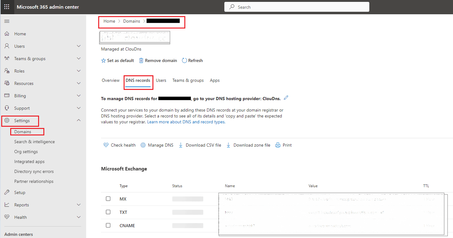 How do I get the MS Records to share with my email provider ...