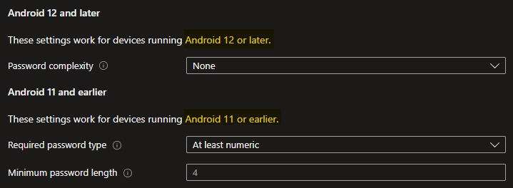 Password Complexity for Android 12 and later - Microsoft Q&A