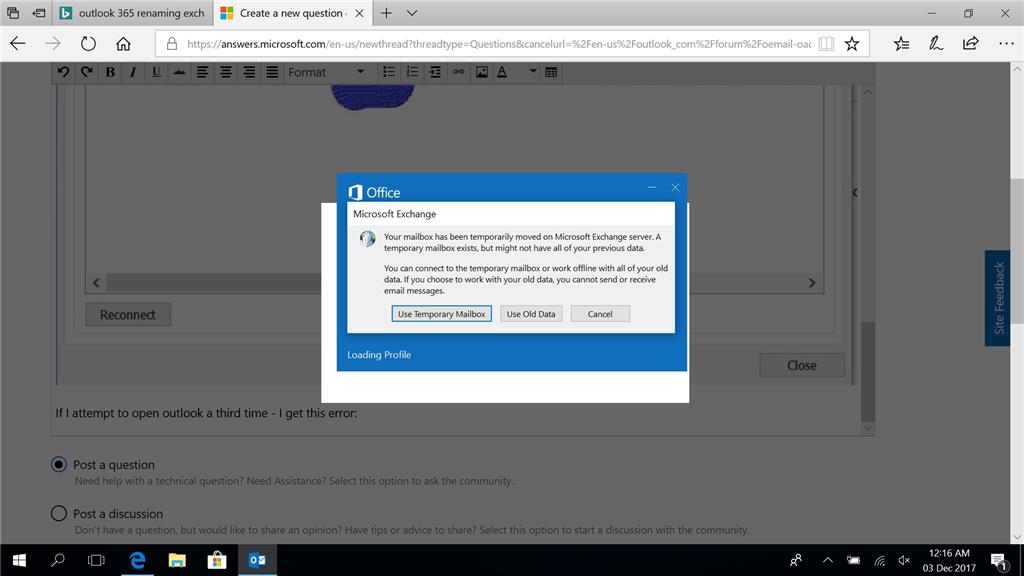 Connecting Outlook 365 to an exchange server - Microsoft Q&A
