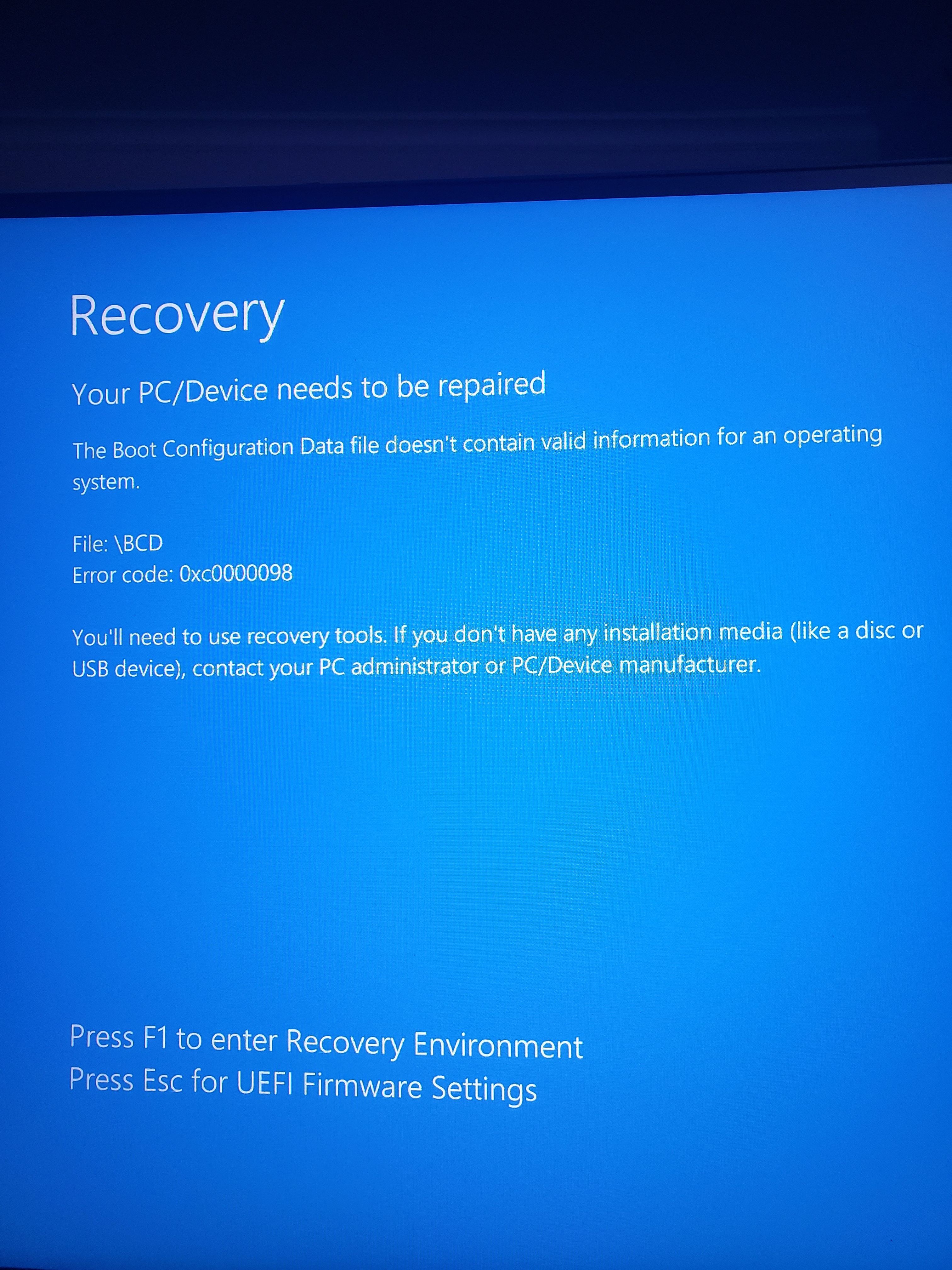 How to fix error code 0xc000000e due to mbr2gpt? - Microsoft Q&A