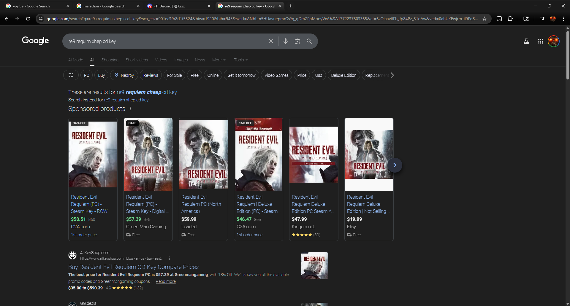 re9 requim xhep cd key - Google Search - Google Chrome 2_27_2026 7_19_02 PM