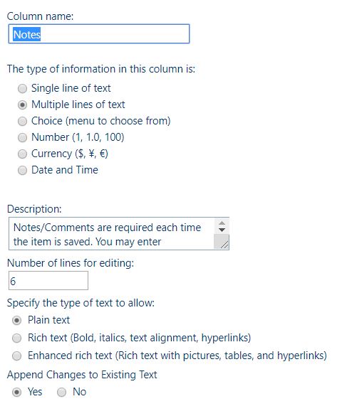 Trouble With a Multiline Text Column with Append Changes in SharePoint ...