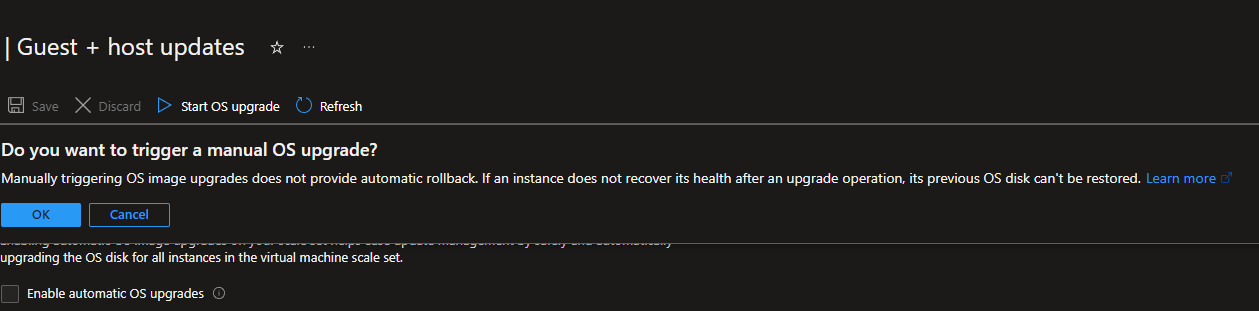 Azure portal OS upgrade