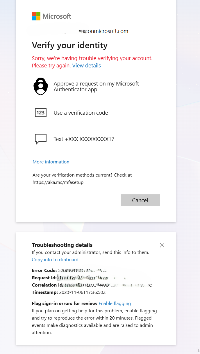 I can't sign in, my developer global admin was locked out