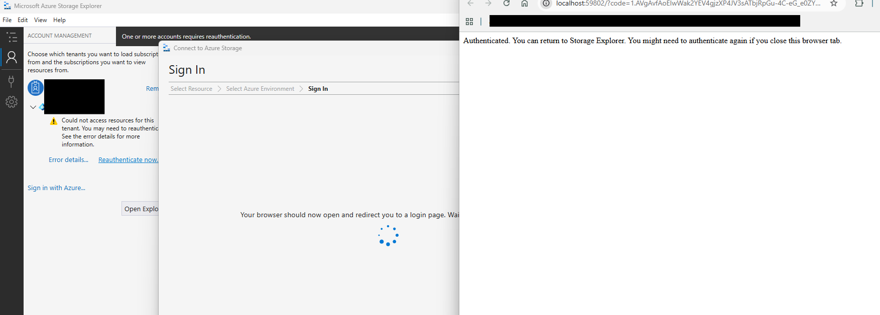 Azure powershell and azure storage explorer authentication timing out ...