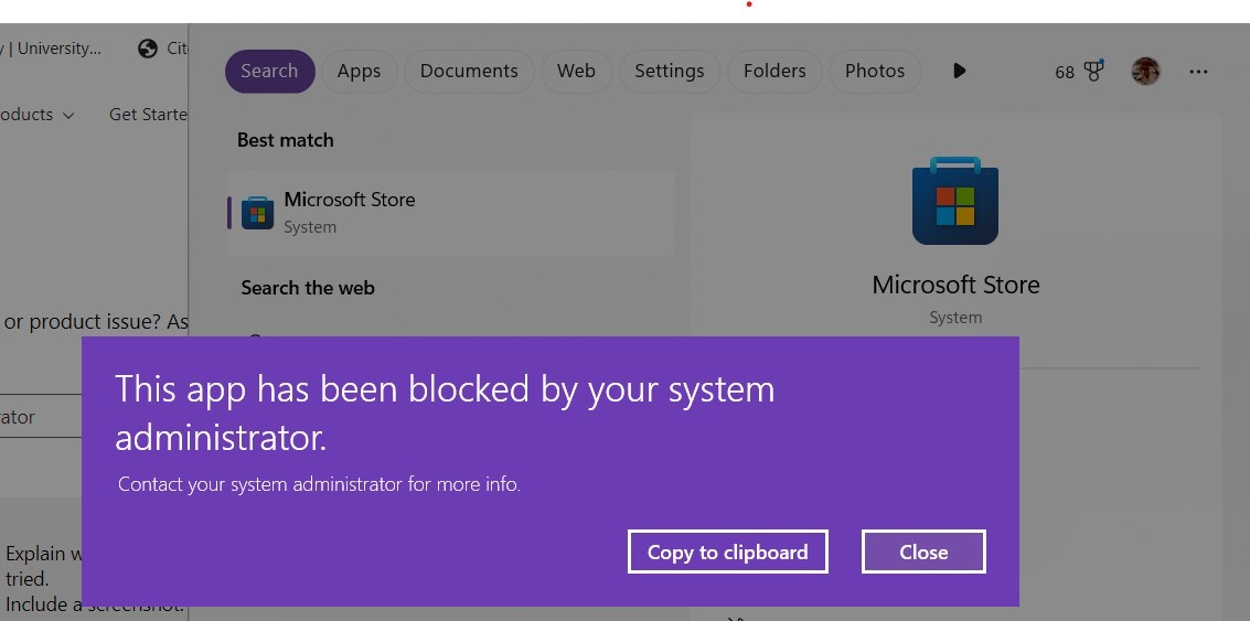 Microsoft Store Blocked by administrator - Microsoft Q&A