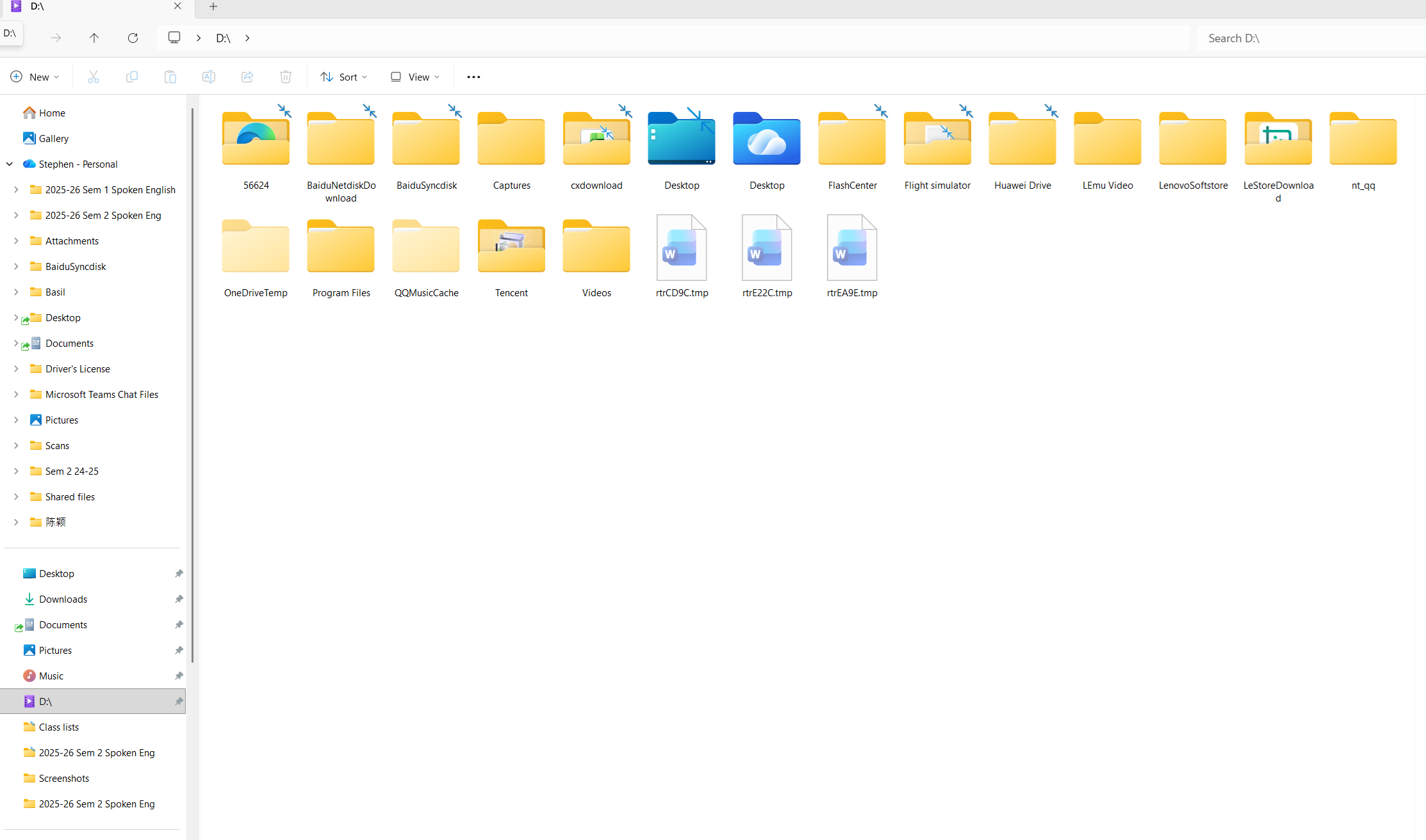 D drive screen shot Mar '26