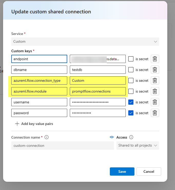 Empty dropdown for Custom Connection in Prompt Flow - Microsoft Q&A