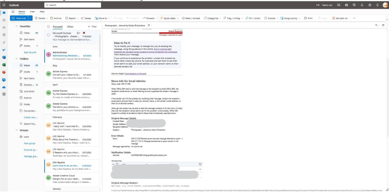 My email address was being used to send spam mail messages - Microsoft Q&A