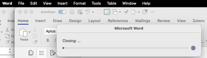 Can I safely close this never ending pop up in MS Word (macOS ...