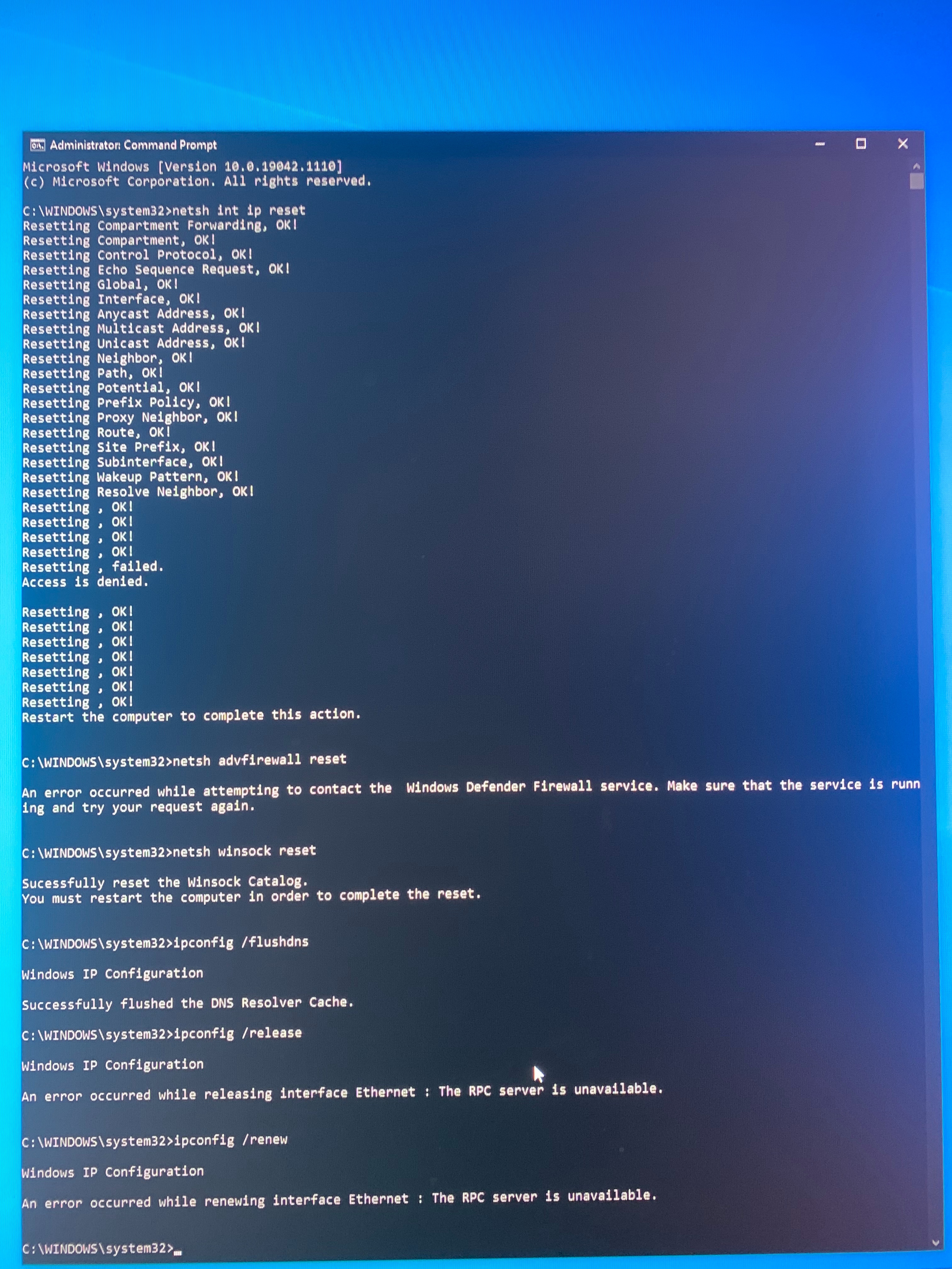 Network and Internet menu crashes - Microsoft Q&A