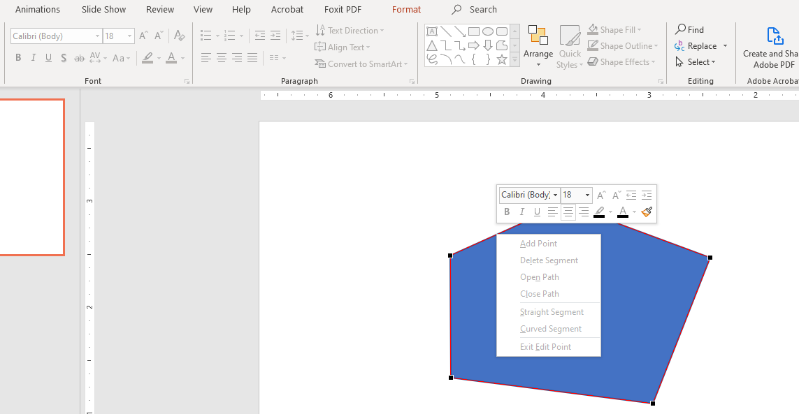 How do I edit points in Powerpoint 365ProPlus? The right-click menu ...