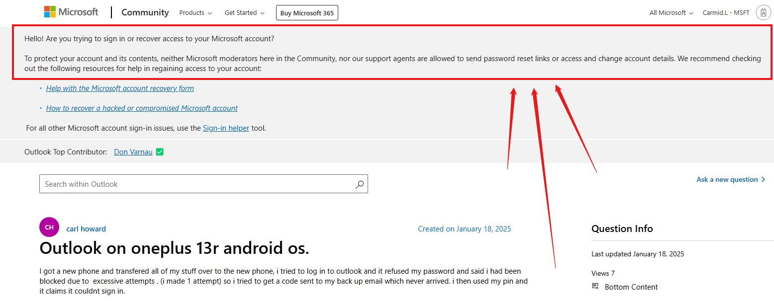 Outlook on oneplus 13r android os. - Microsoft Q&A