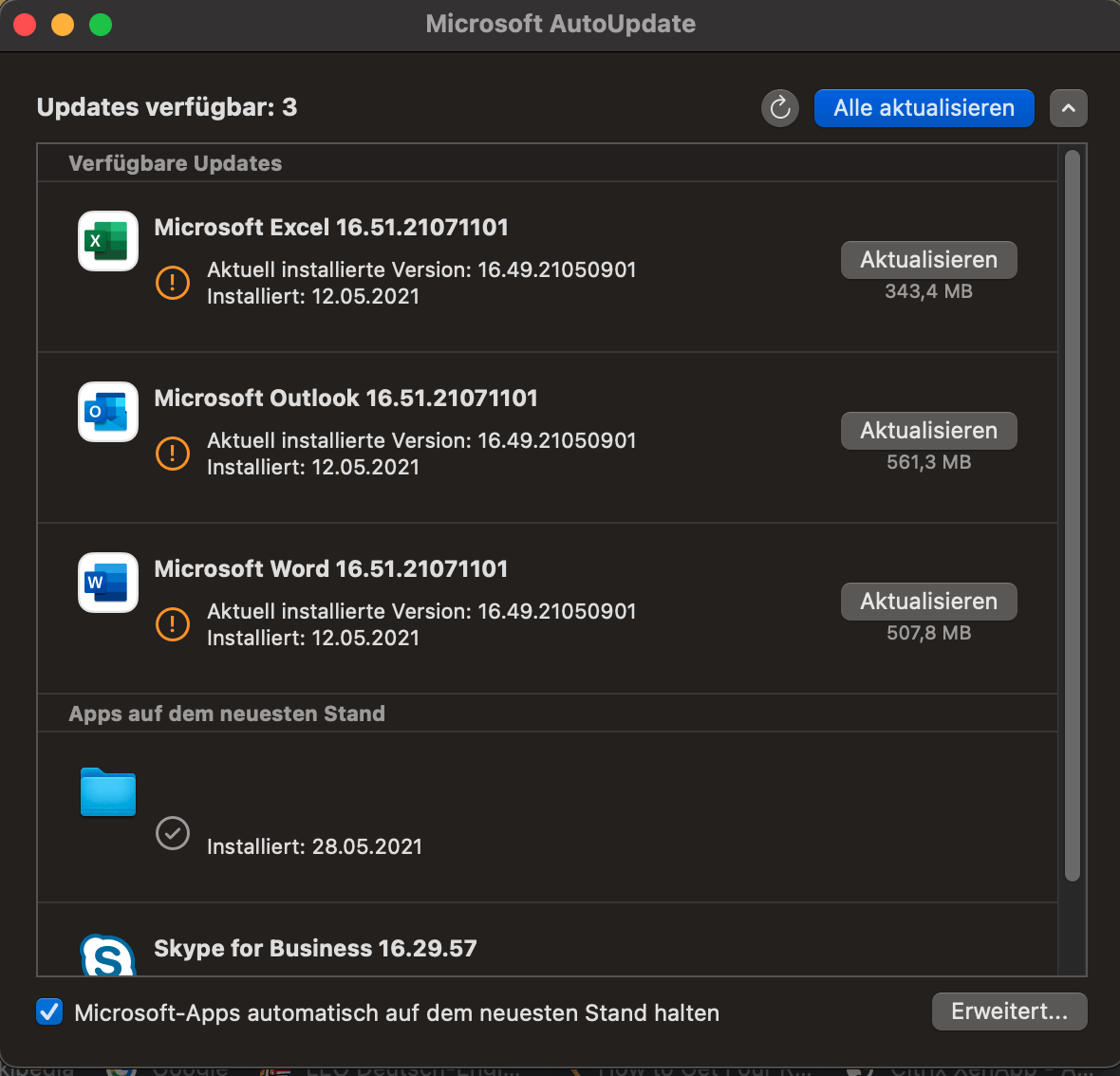 Microsoft AutoUpdate runs in an endless loop on latest MAC OSX e.g ...