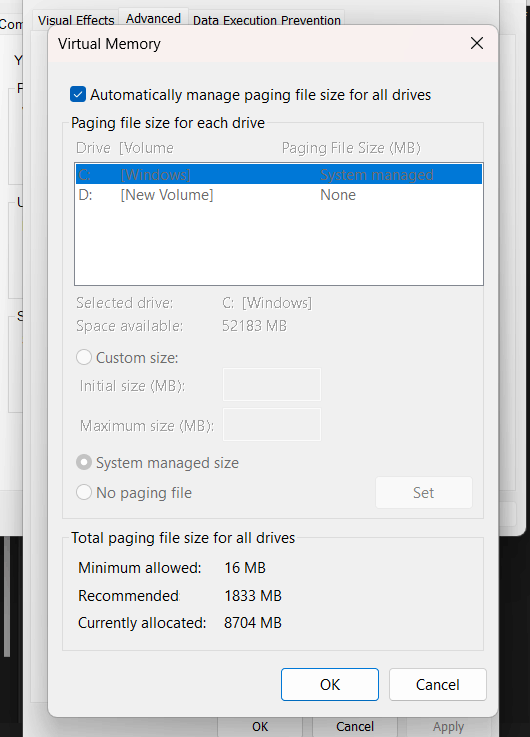 my virtual memory size was 3 gb but now it has increased to more than ...