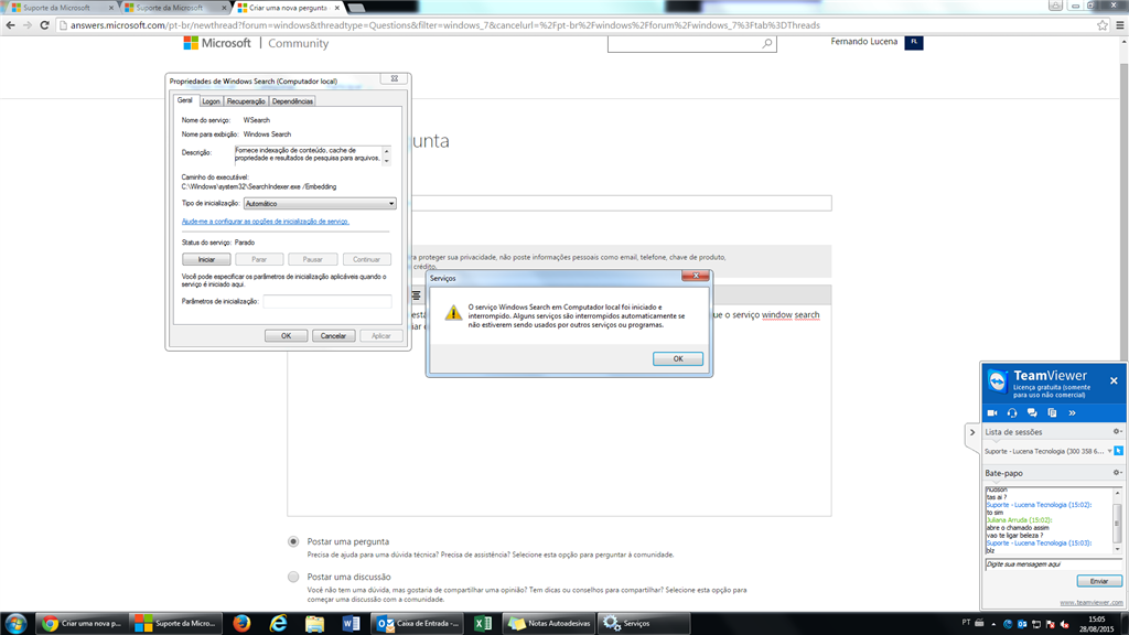 ERRO NO WINDOWS SEARCH - Microsoft Q&A