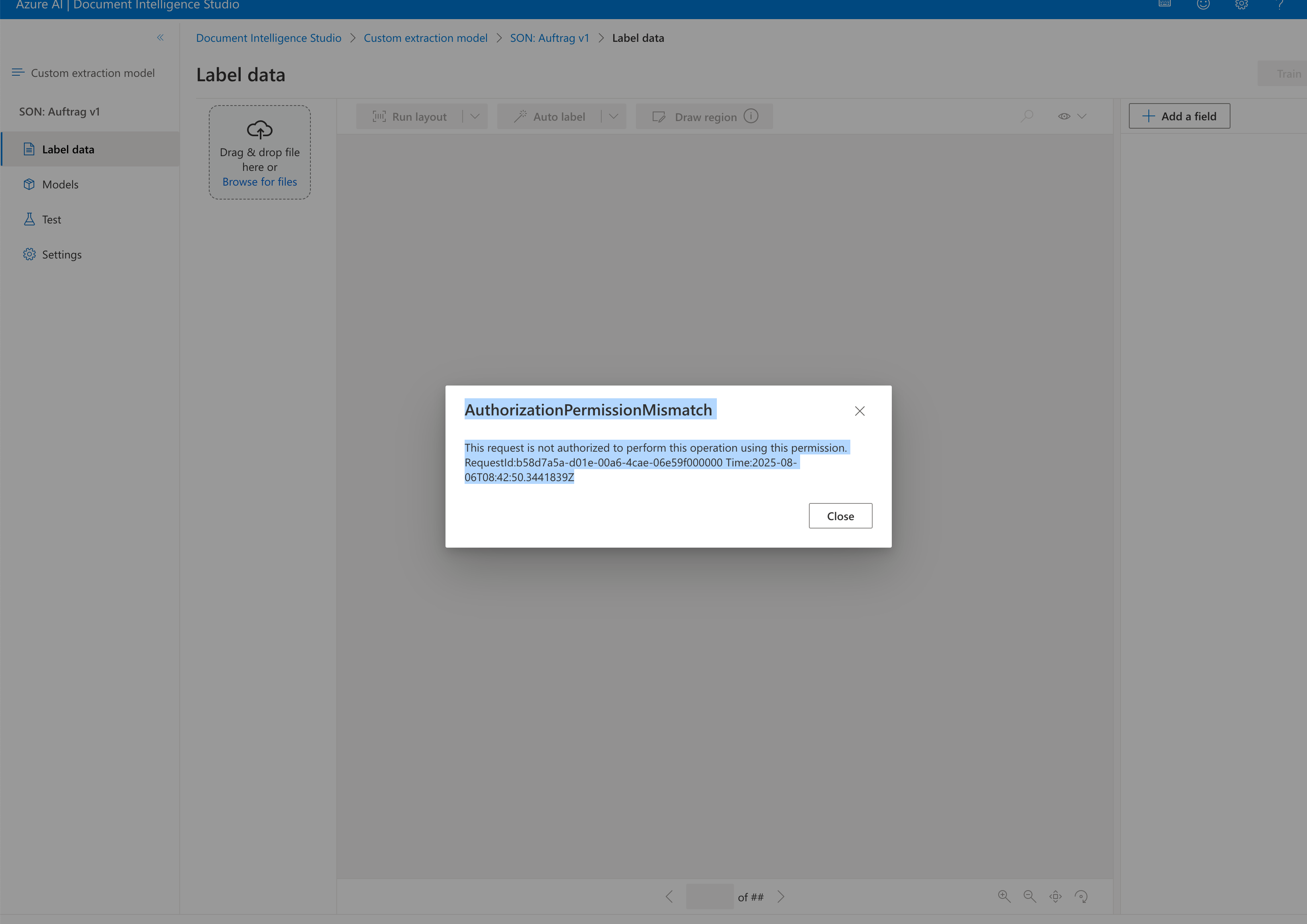 AuthorizationPermissionMismatch: This request is not authorized to ...