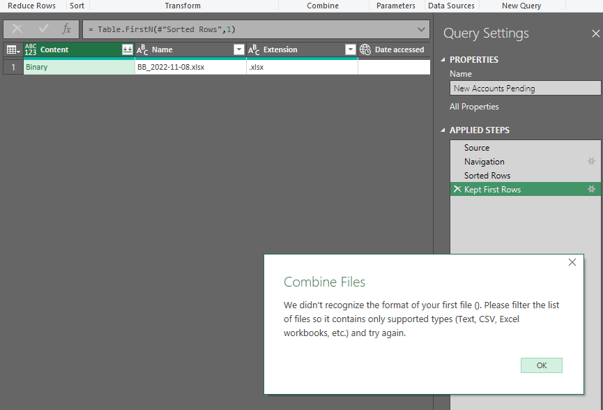 Power Query combining XLSX file from Sharepoint not working - Microsoft Q&A
